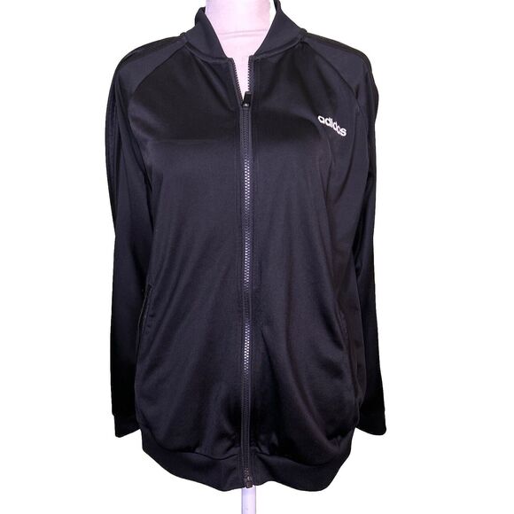 Adidas Jacket Womens Full Zip long sleeve Black size Large - Picture 1 of 9